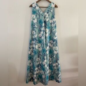70s/80s floral v-neck A-line maxi dress - S-M